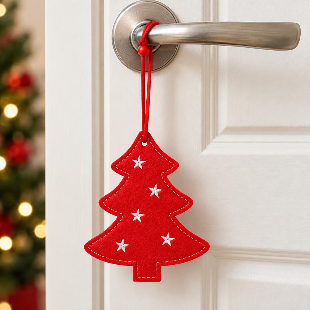 Pendente de Feltro Árvore de Natal Vermelha 10,5x12cm Rio Master