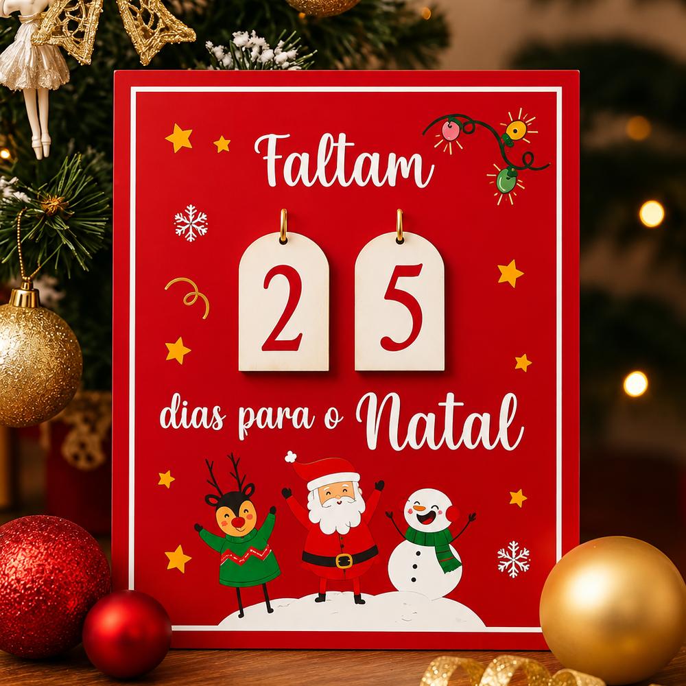 Placa Decorativa de Natal Contagem Regressiva 20x25cm Rio Master