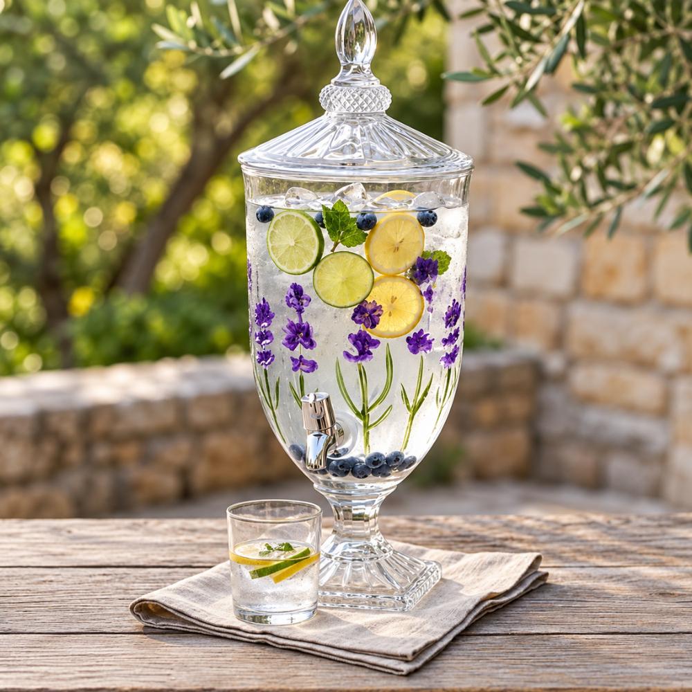 Suqueira com Pé e Tampa Lavanda Hand Painting 4,5L Coliseu