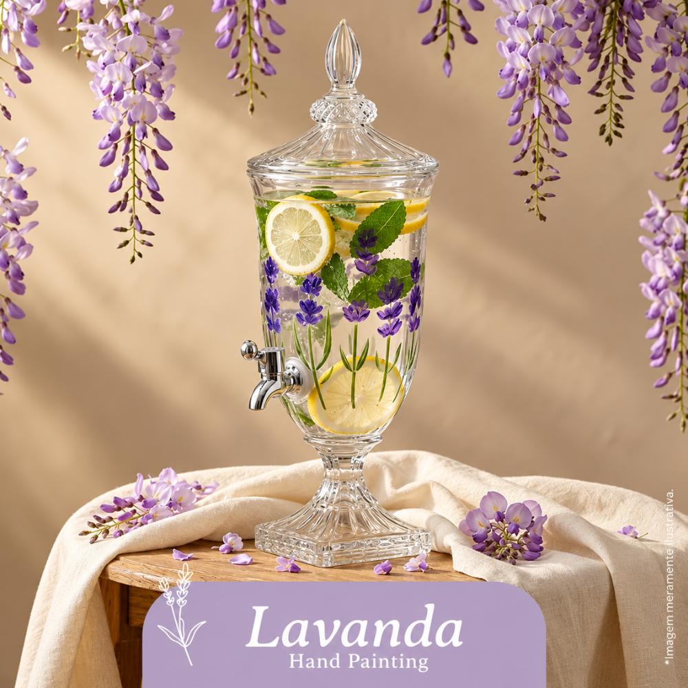 Suqueira com Pé e Tampa Lavanda Hand Painting 2L Coliseu