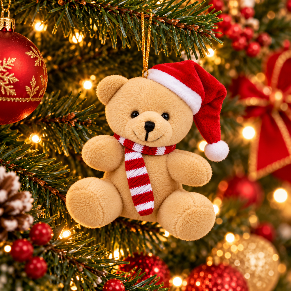 Urso de Pelúcia Enfeite Pequeno de Natal 10cm Multiar
