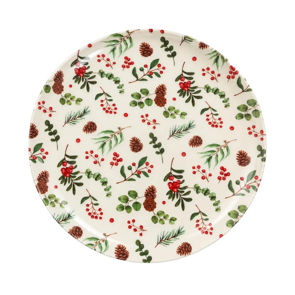 Prato de Sobremesa Berries e Folhas 20,3cm Melamina Multiart
