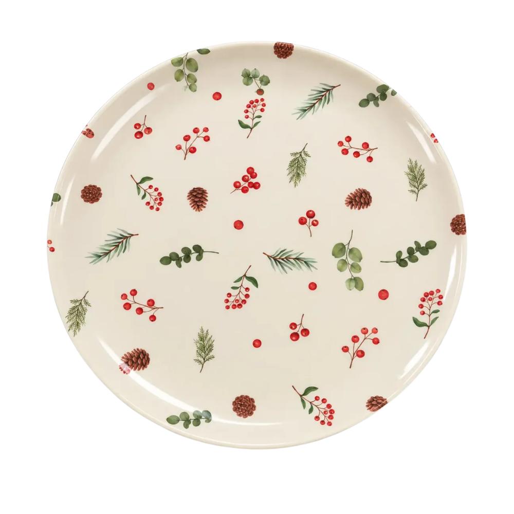 Prato Raso Berries e Folhas 25,4cm Melamina Multiart