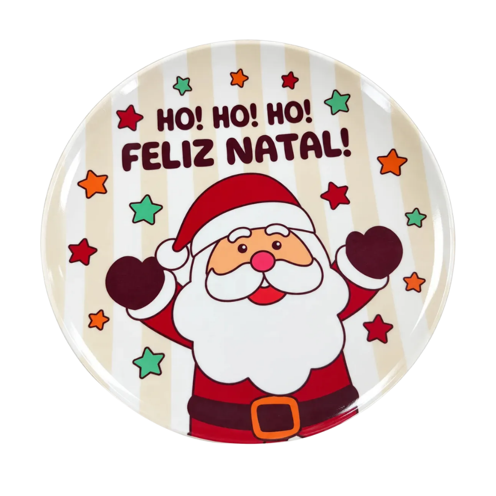 Prato Raso Presentes do Noel 25,4cm Melamina Multiart
