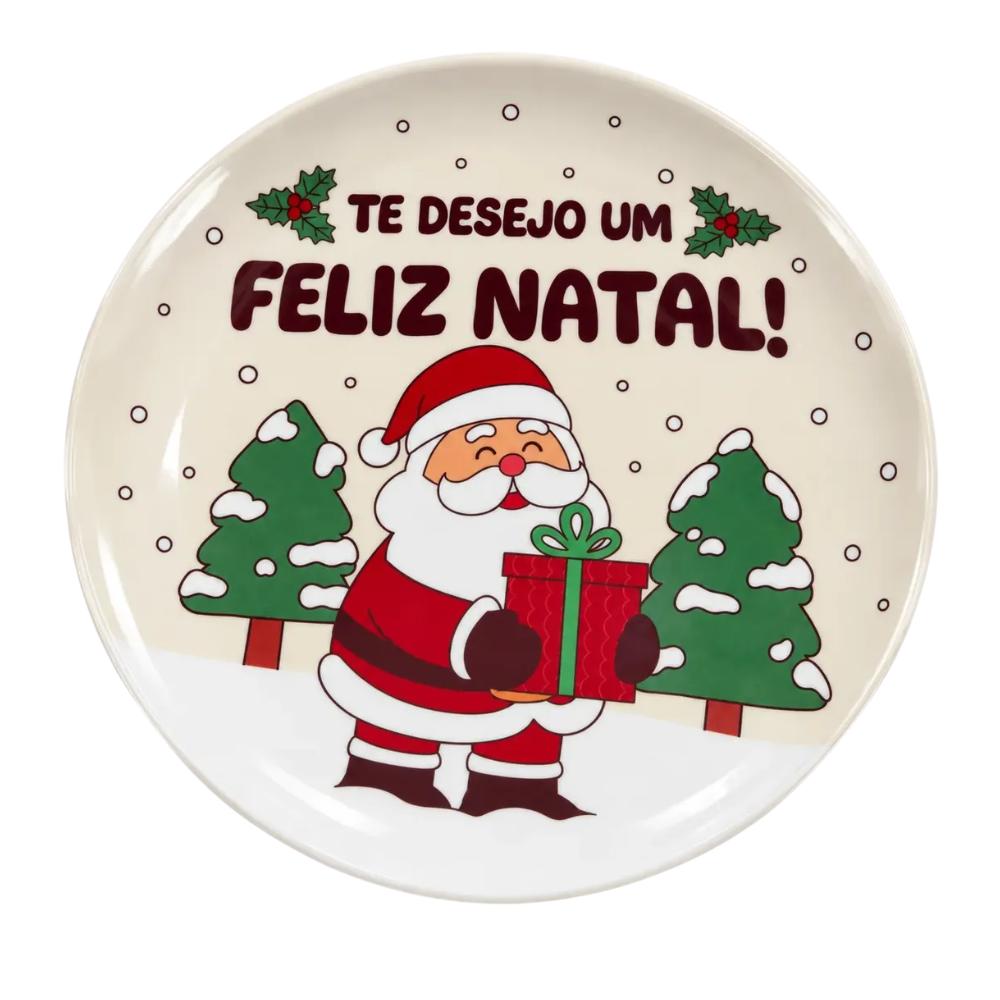 Prato Raso Presentes do Noel 25,4cm Melamina Multiart