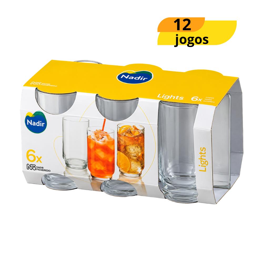 Conjunto com 6 Copos Lights 300ml Nadir - Cx 12 Jogos
