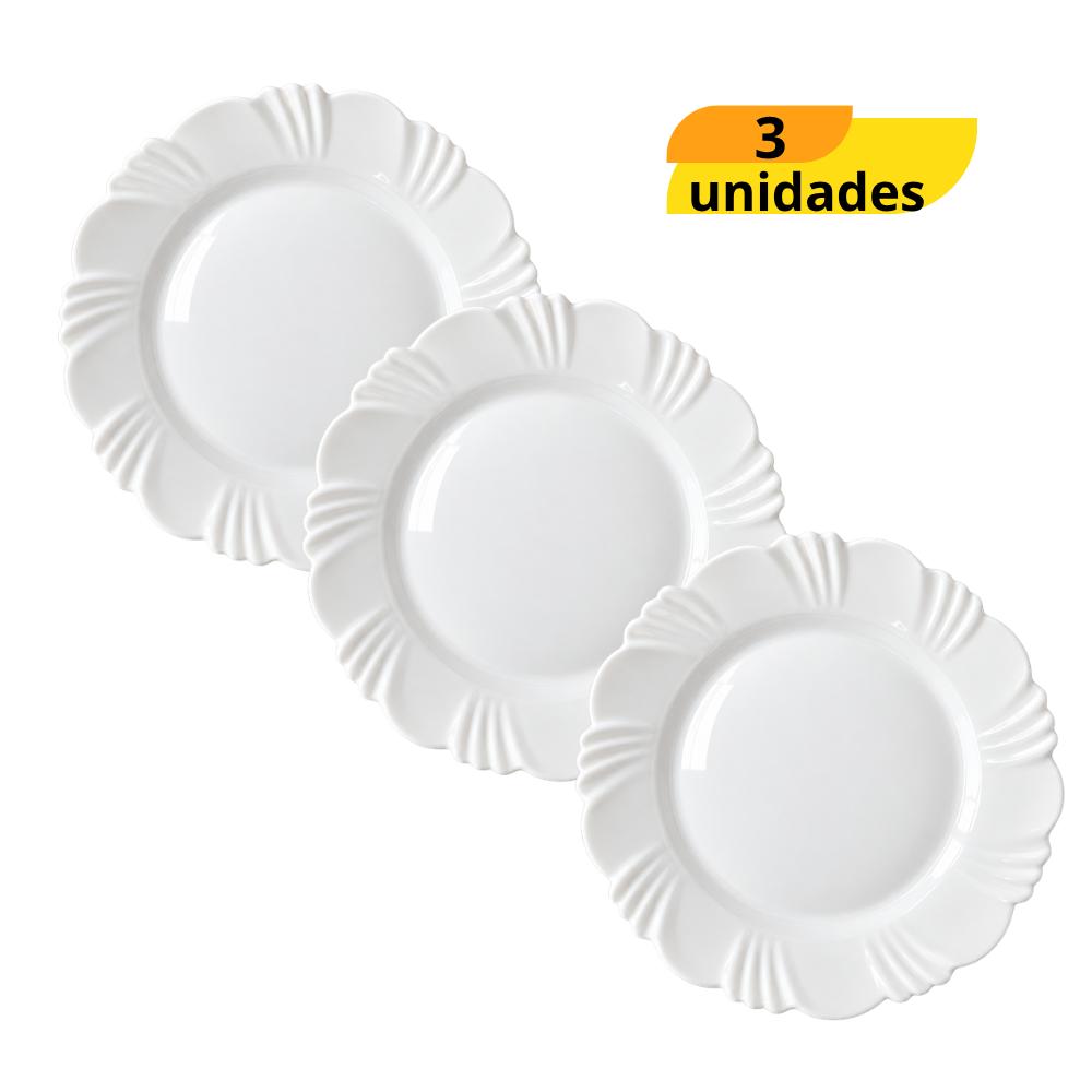 Prato Opaline Pétala Fundo Nadir - Cx 3 Unidades