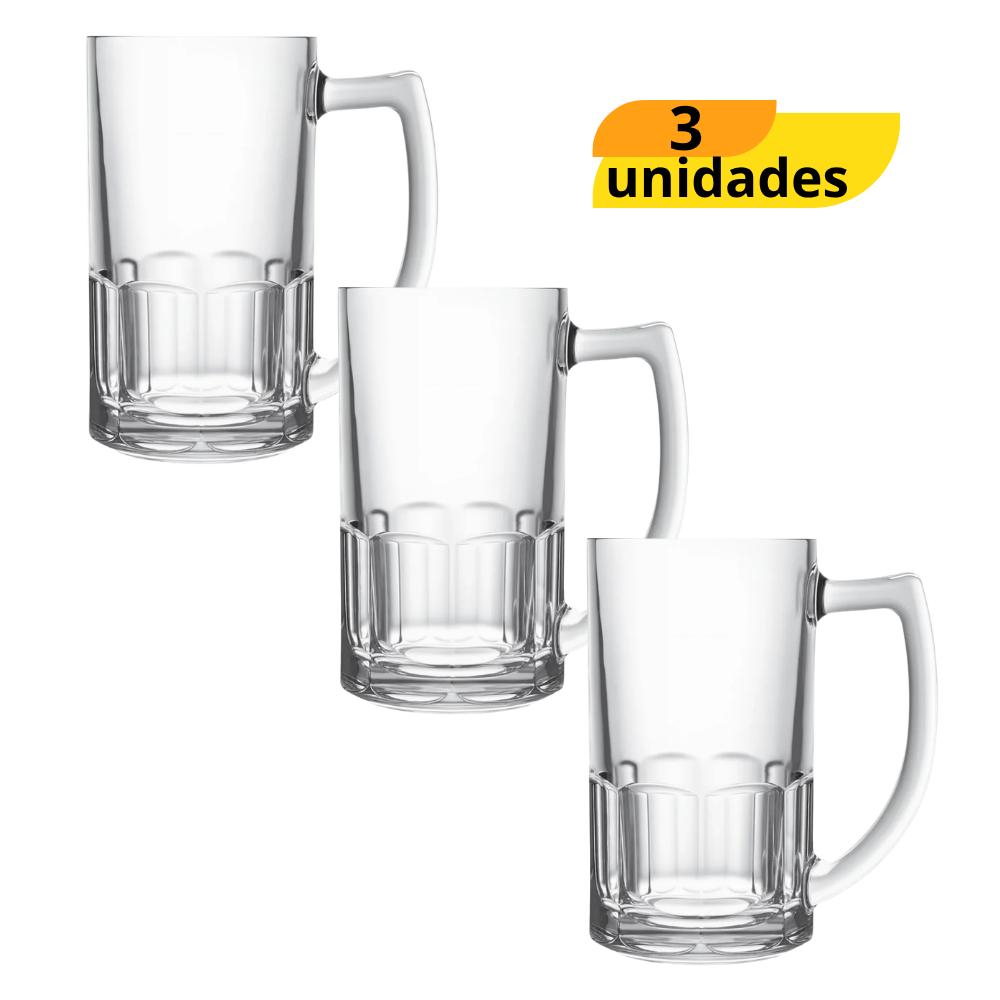 Caneca Chopp Kassel Pirâmides - Cx 3 Unidades