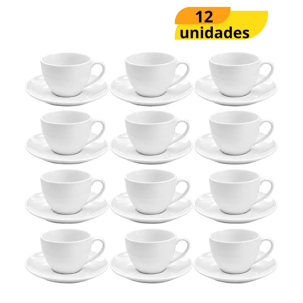 Xícara de Chá com Pires 170ml Branca RR - Cx 12 Unidades