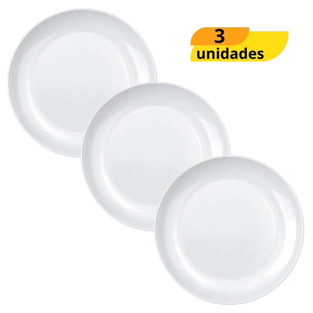 Prato Opaline Blanc Fundo Nadir - Cx 3 Unidades