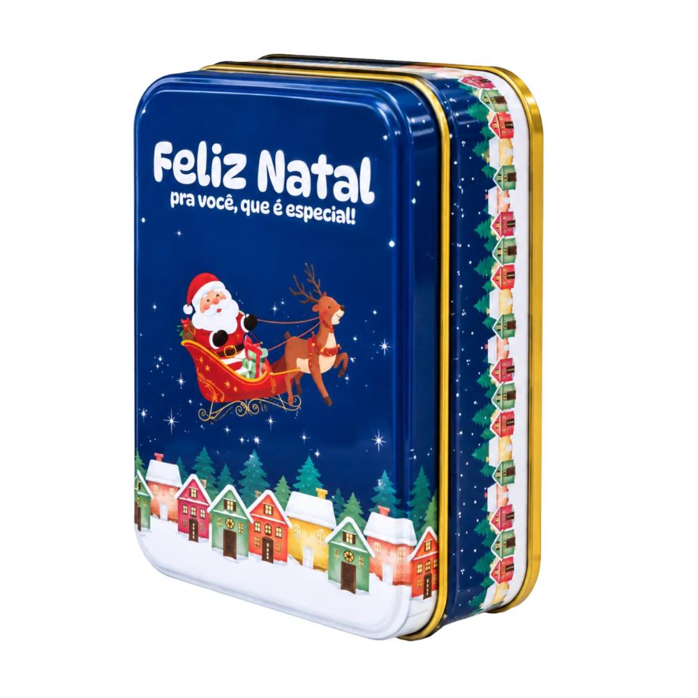 Lata Decorativa Retangular de Natal 12,65x8,85x4,5cm Multiart