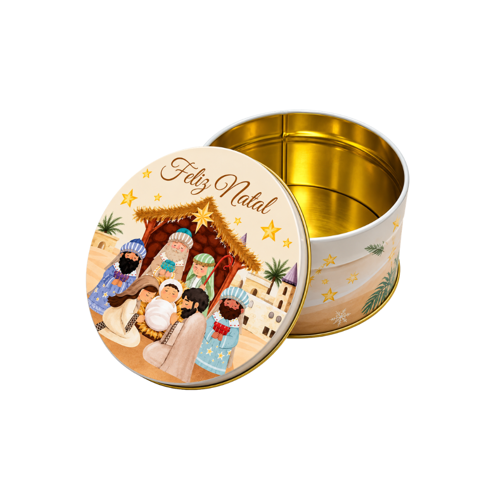 Lata Decorativa Redonda de Natal 10,9x6cm Multiart