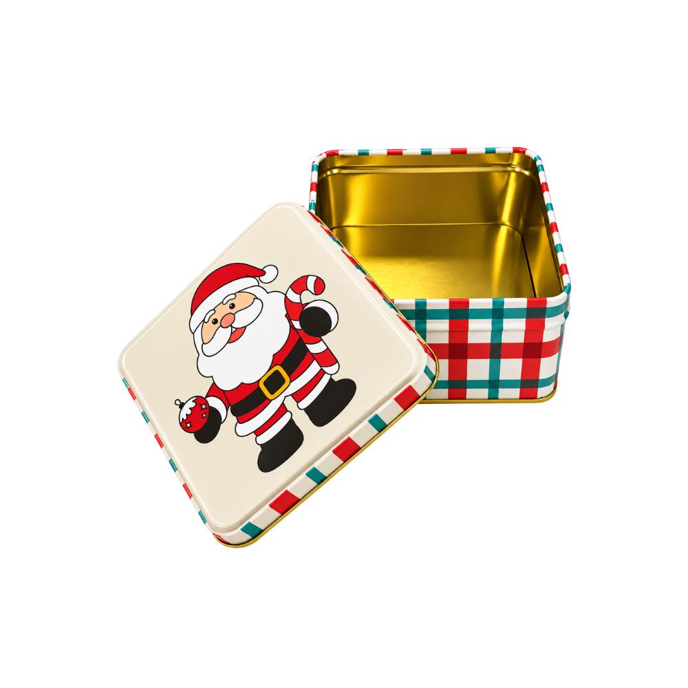 Lata Decorativa Quadrada de Natal 11x11x5,9cm Multiart