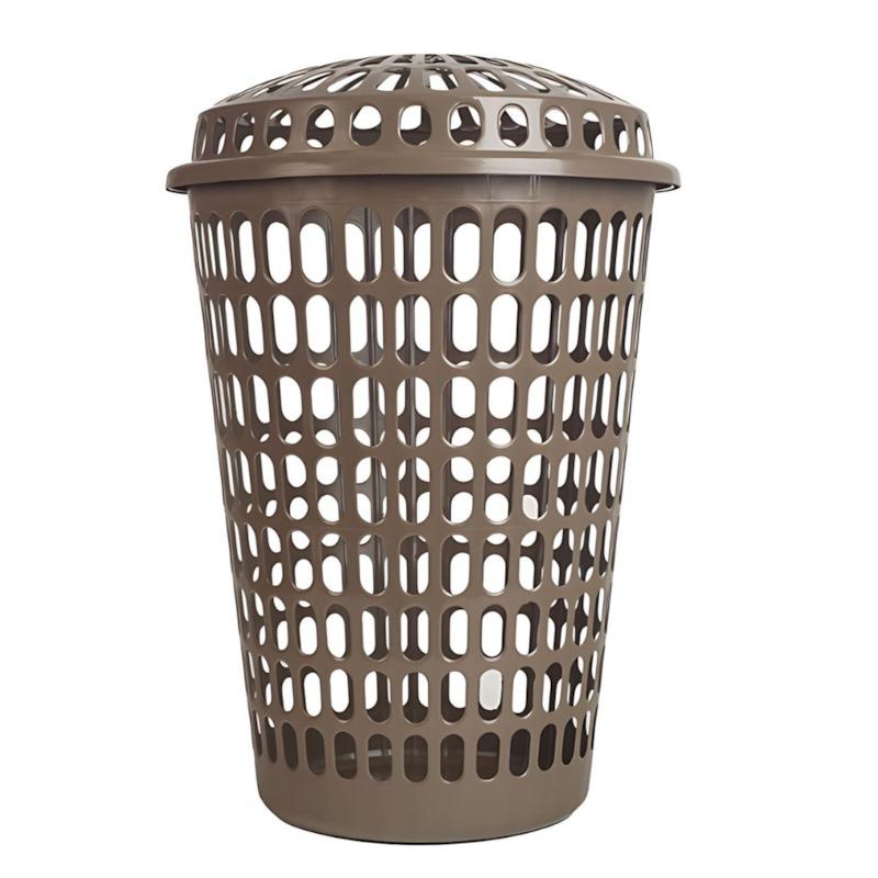 Cesto Telado Organizador P/ Roupas Lavanderia Com Tampa 60L