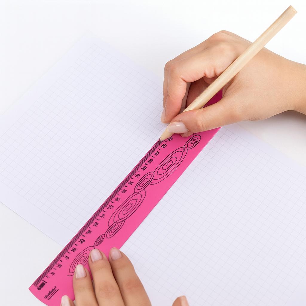 Regua 30Cm Flexivel Neon Rosa Waleu