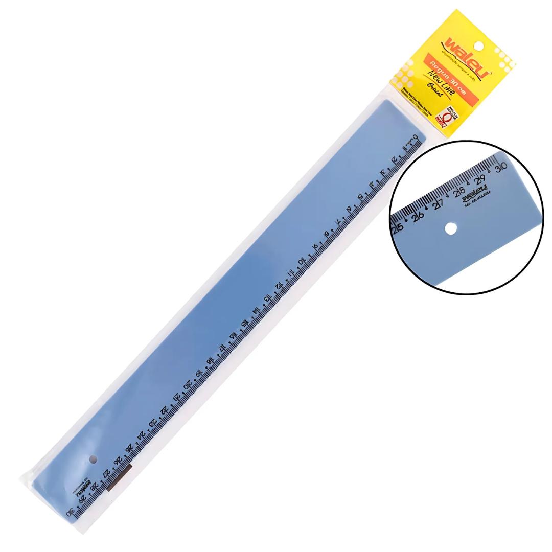 Regua 30Cm New Line Azul Waleu