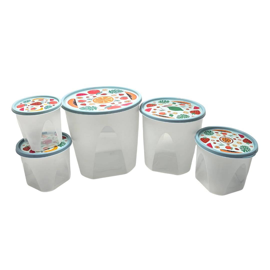 Conjunto Pote Mantimento Redondo 5 Peças Jaguar