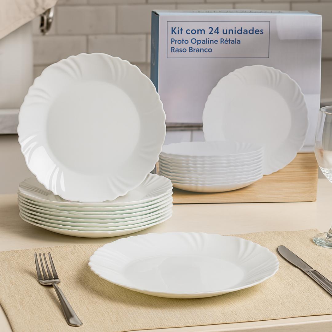 Prato Opaline Petala Raso Branco Duralex Nadir - Cx 24 Unidades