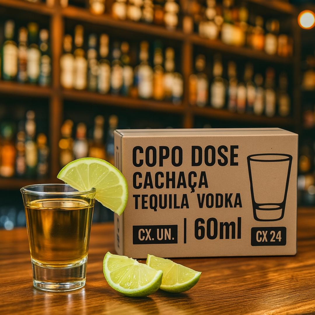 Copo Dose Cachaca Tequila Vodka 60 Ml - Cx 24 Unidades