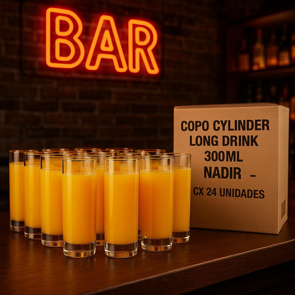 Copo Cylinder Long Drink 300Ml Nadir 7800 - Cx 24 Unidades