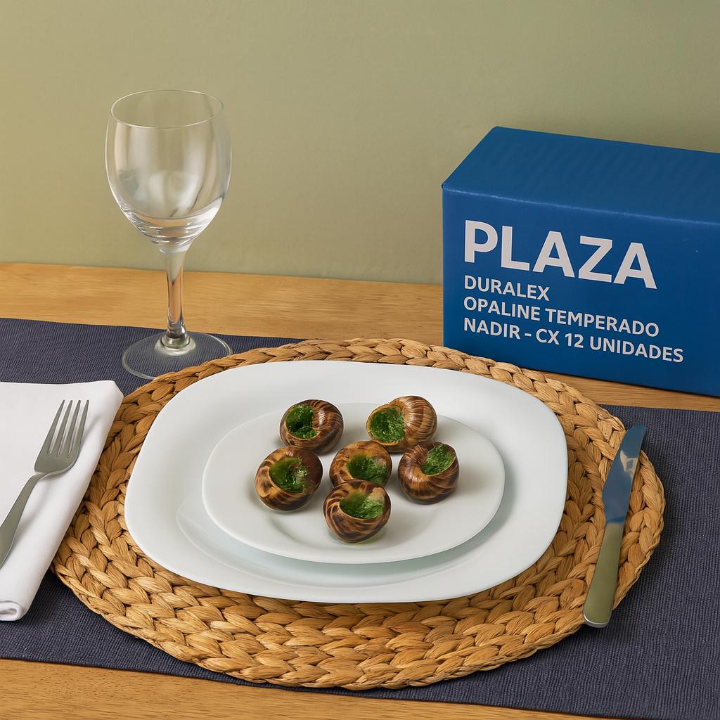 Prato Vidro Raso Plaza Duralex Opaline Temperado Nadir - Cx 12 Unidades