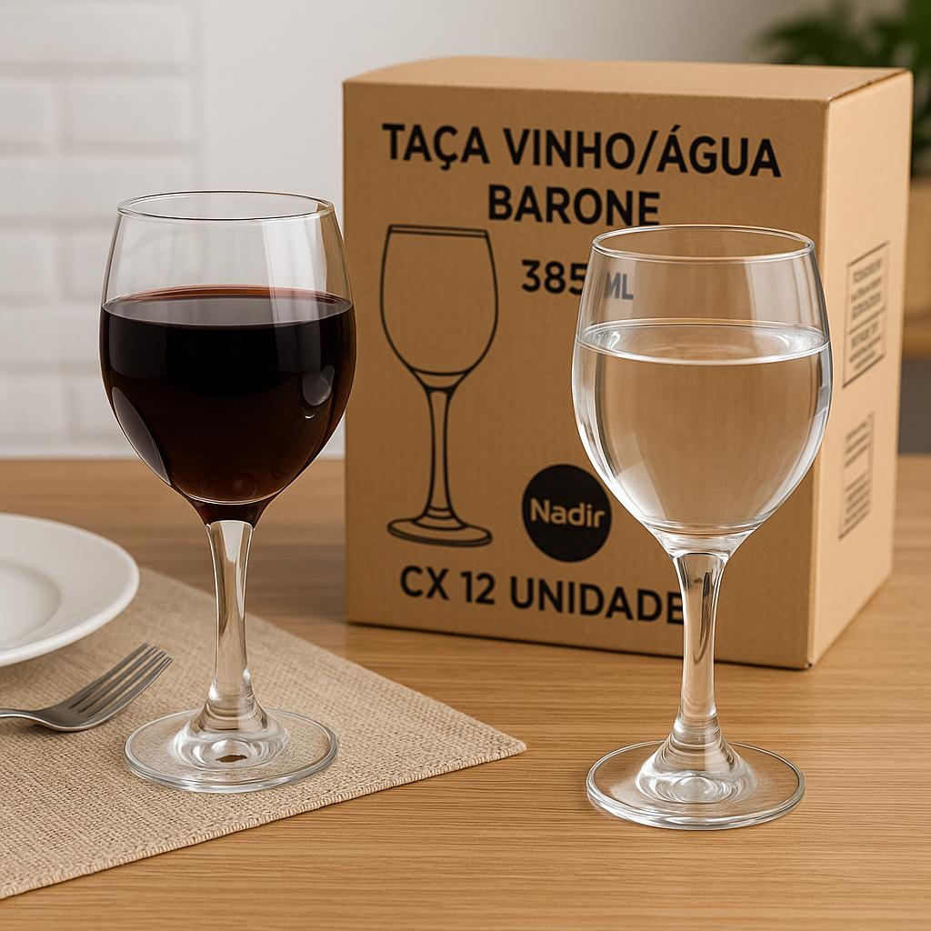 Taça Vinho/Agua  Barone 385Ml Nadir - Cx 12 Unidades