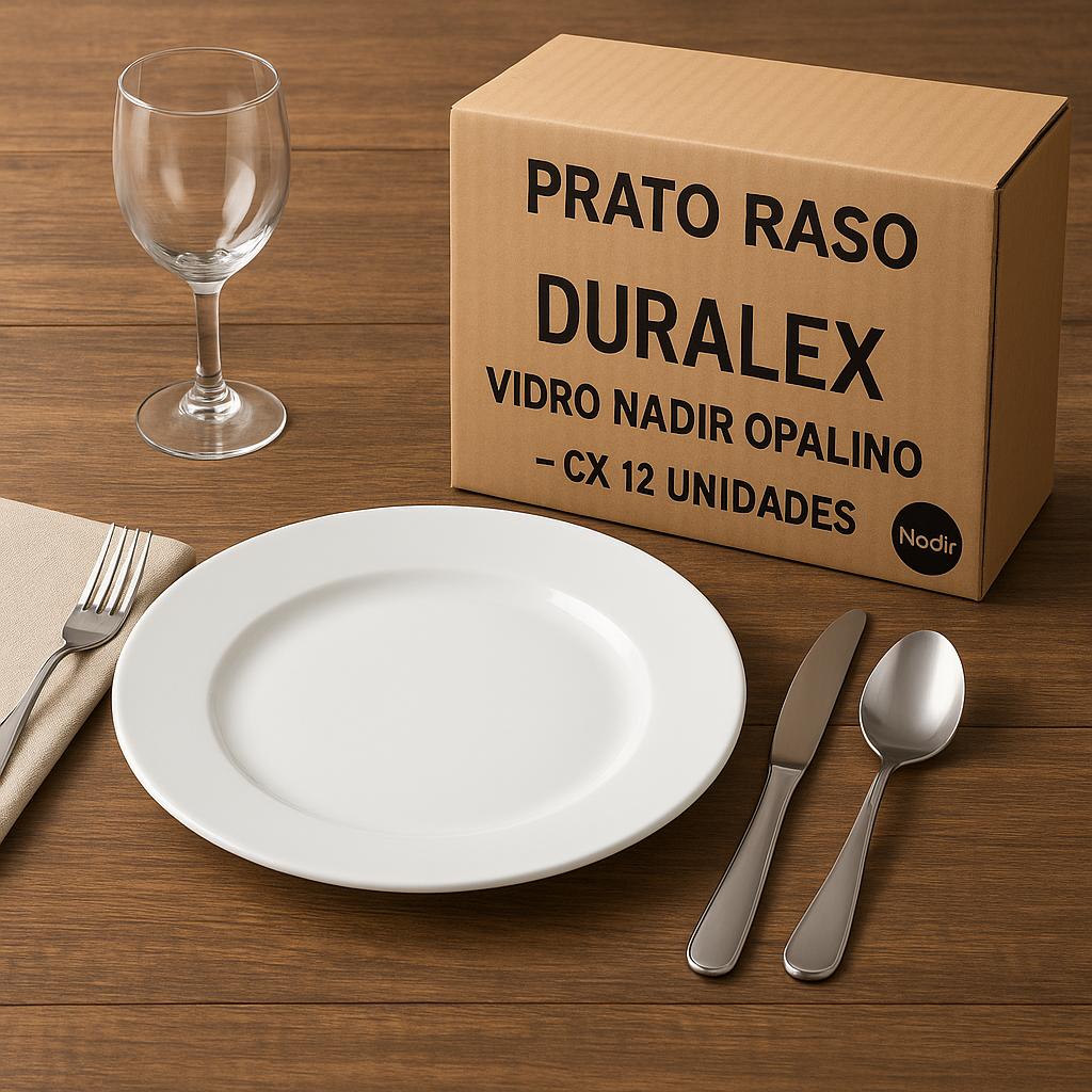 Prato Raso Duralex Vidro Nadir Opalino - Cx 12 Unidades