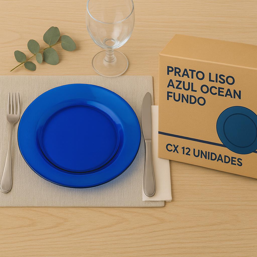 Prato Liso Azul Ocean Fundo Original Line - Cx 12 Unidades