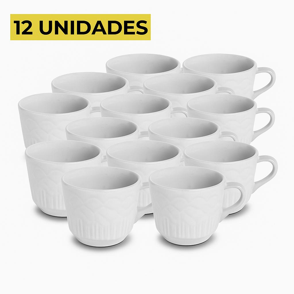 Xícara de Chá Relevo Branca 90ml Horacílio