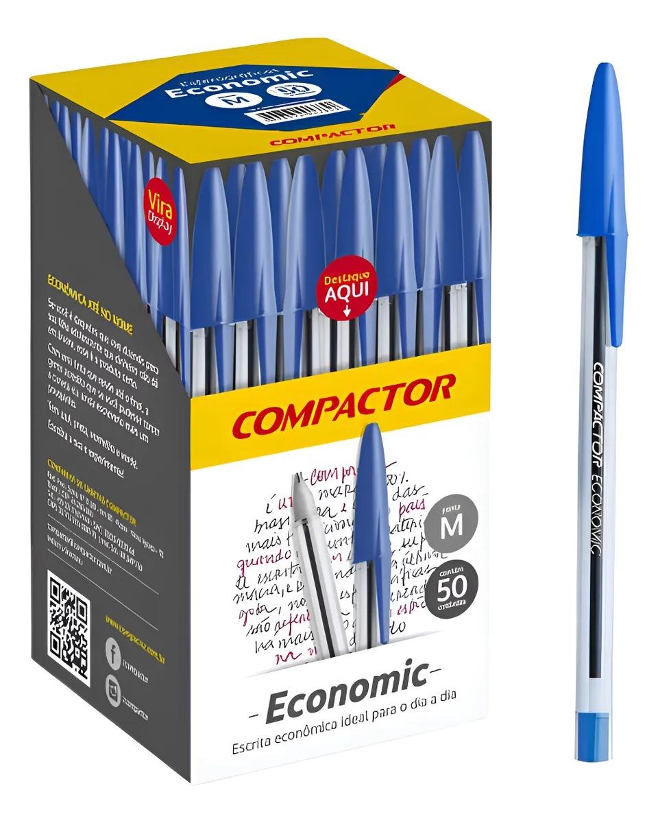 Caneta Esf Economic Azul Compactor  - Cx 50 Unidades