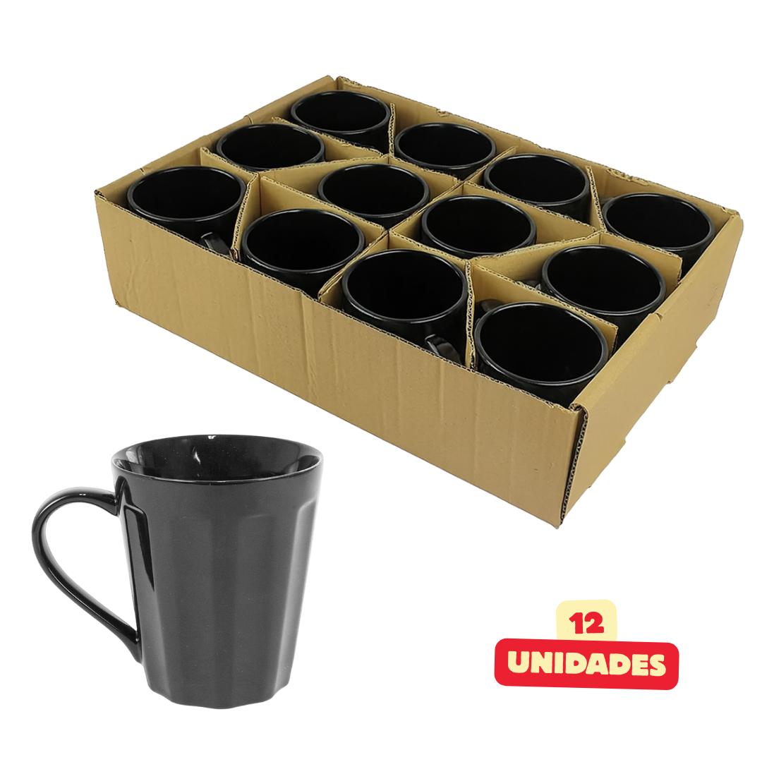 Caneca Canelada Preto Rr  - Cx 12 Unidades