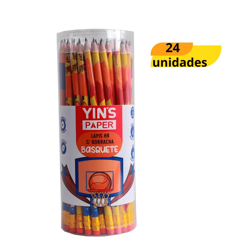 Lápis Grafite Hb Resina Com Borracha Basquete Yins - Cx 24 Unidades