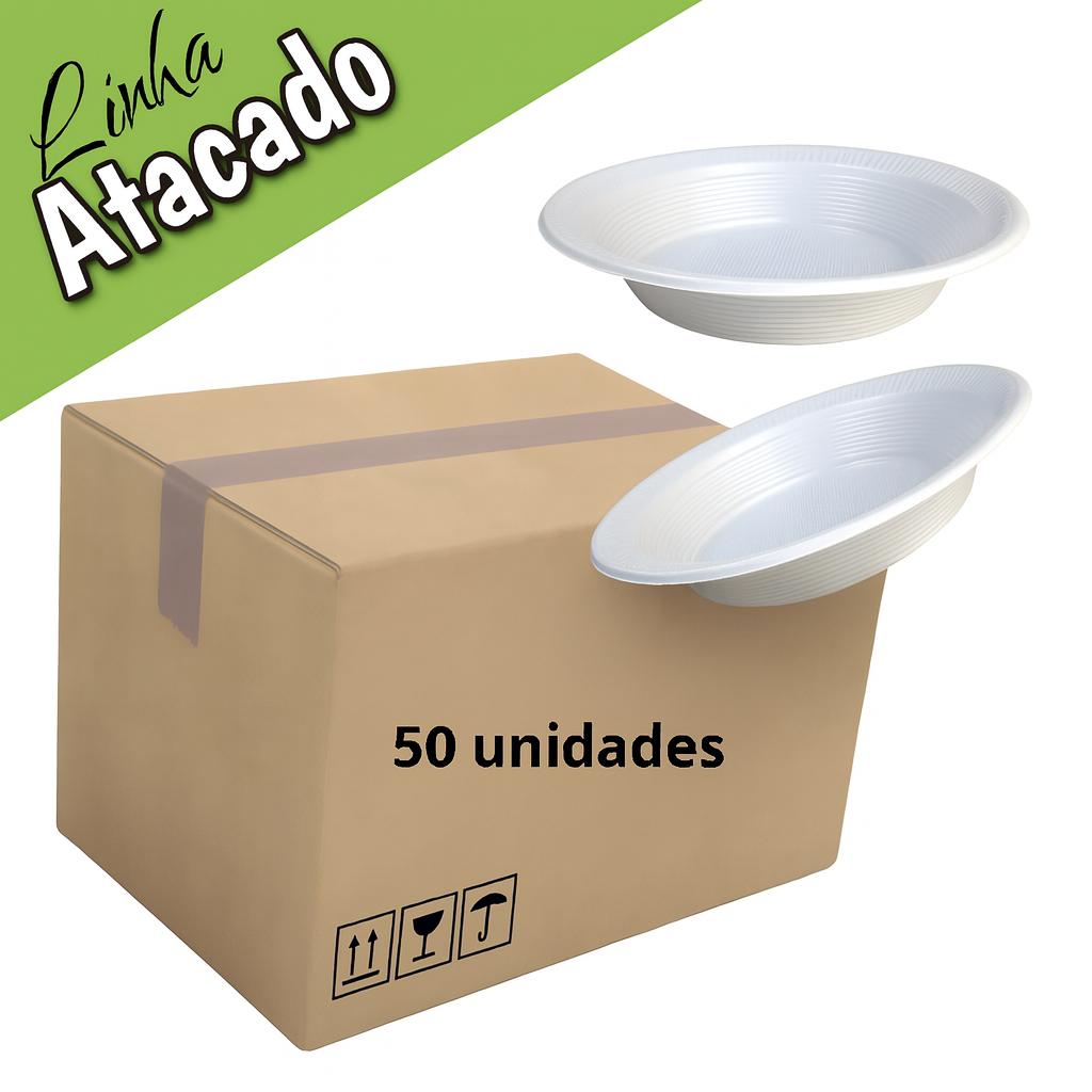 Prato Descartável Branco Fundo c/ 10 Copozan - Cx 50 pacotes