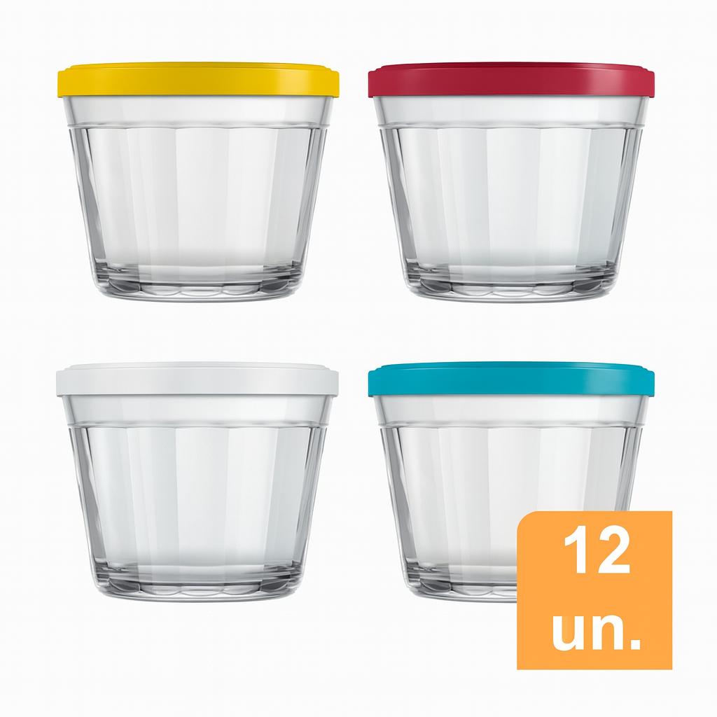 Tigela Americano 150Ml Com Tampa Nadir - Cx 12 Unidades
