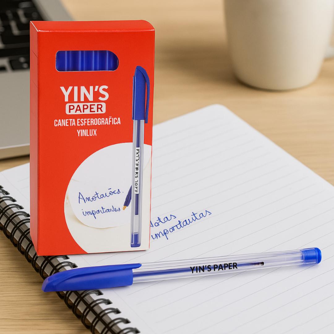 Caneta Esf Yinlux Azul 1,0Mm Yins  - Cx 24 Unidades