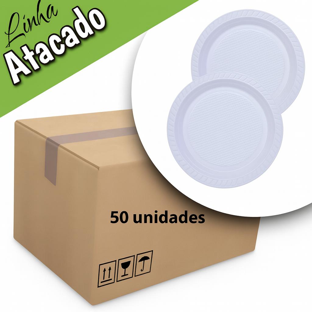 Prato Descartável C/10 Unidades - Cx 50 Unidades