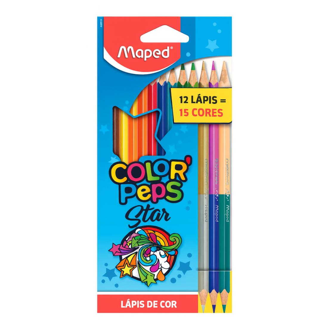 Lapis De Cor Colorpeps Star 15 Cores Maped  - Cx 6 Unidades