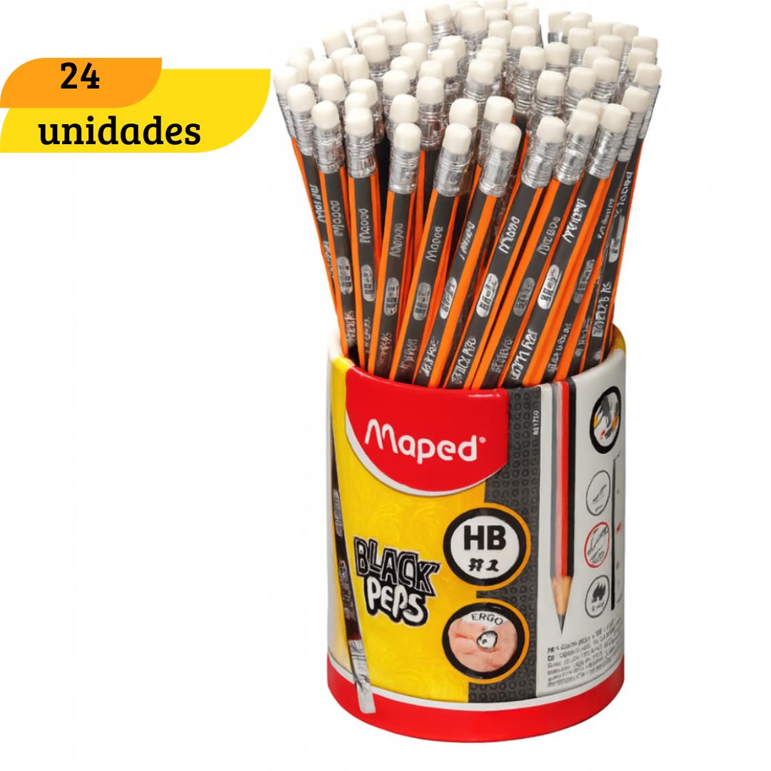 Lapis Grafite Hb C/Borracha Blackpeps Maped  - Cx 24 Unidades