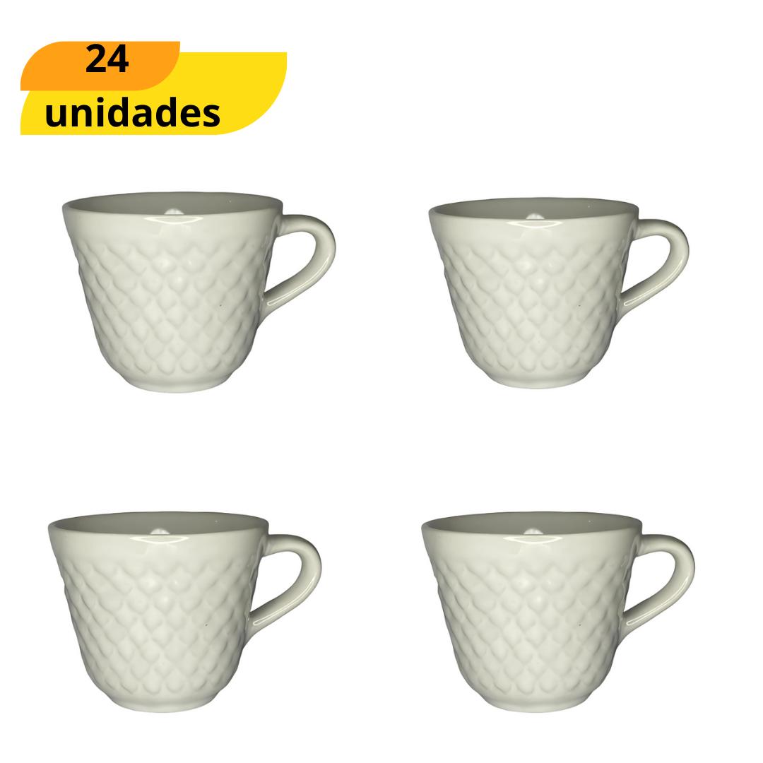 Xícara Café Relevo Cônica Branca Horacílio - Cx 24 Unidades