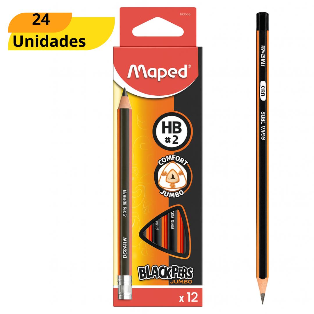 Lapis Grafite Hb Jumbo Blackpeps Maped  - Cx 24 Unidades