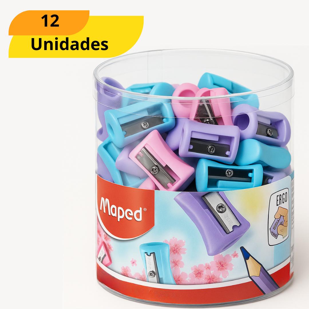 Apontador Vivo 1 Furo Tons Pastéis Maped- Cx 12 Unidades