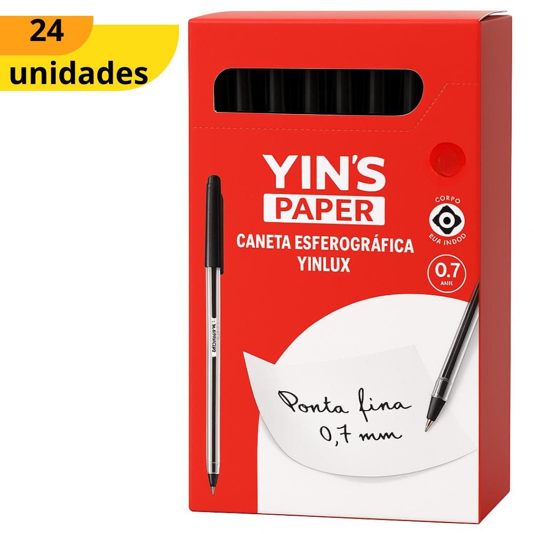Caneta Esf Yinlux Preta 1,0Mm Yins Yp8146 - Cx 24 Unidades