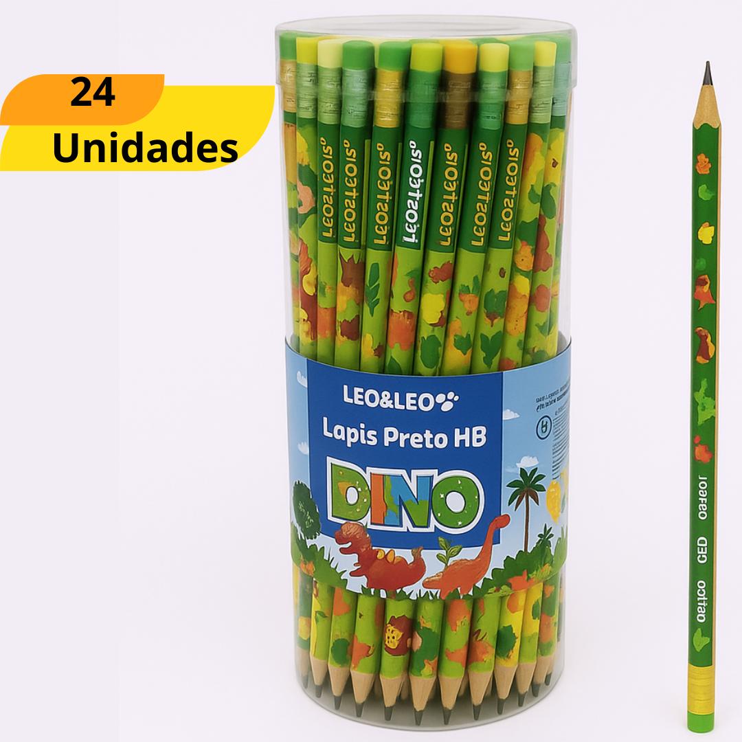 Lapis Grafite Hb Com Borracha Dinossauro Estampa Sortida - Cx 24 Unidades