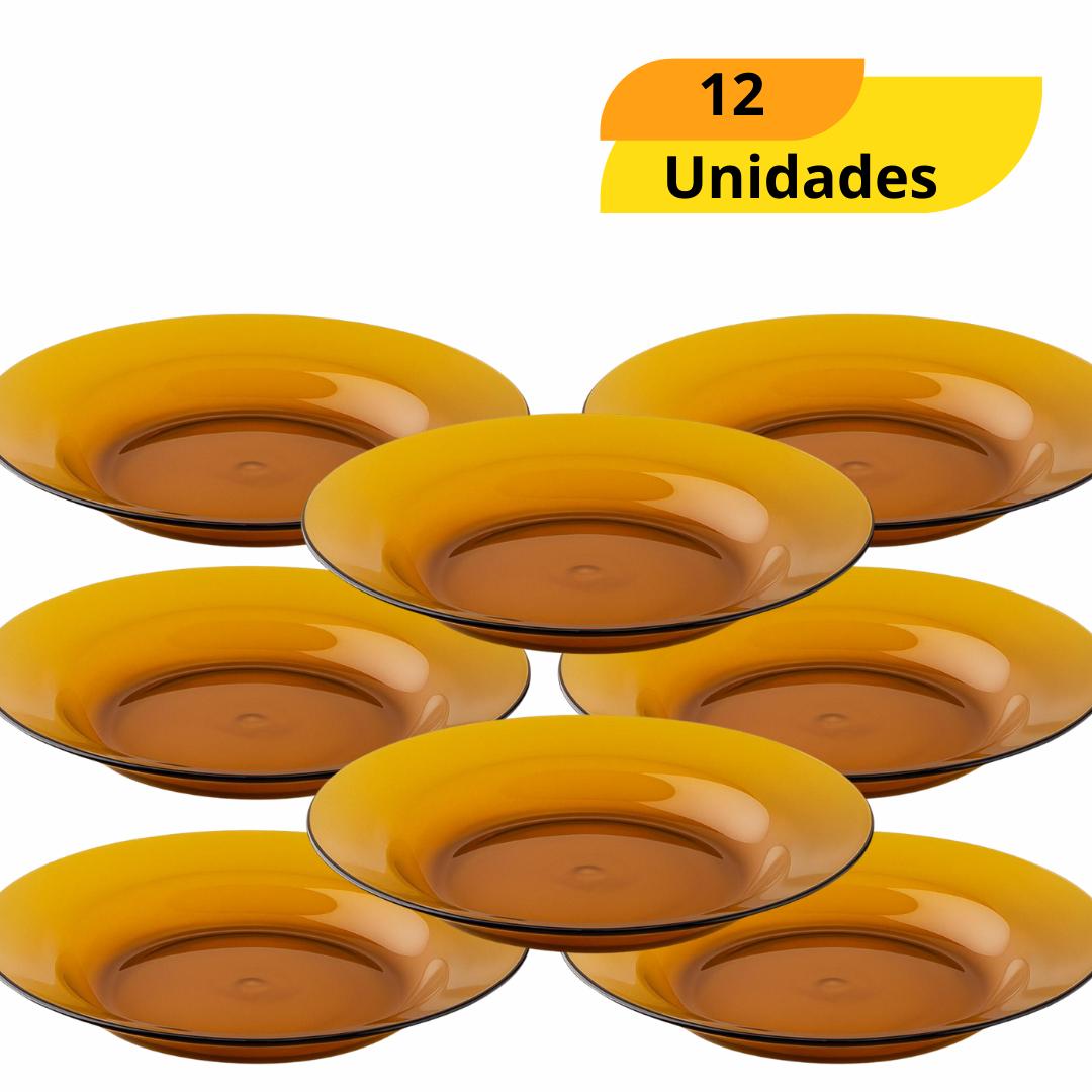 Prato Ambar Liso 22,6Cm Original Glass  - Cx 12 Unidades