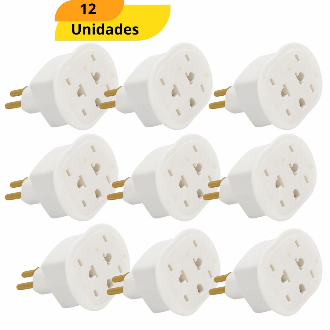 Pino Adaptador Tripolar Branco 2Pt 10A/250V Forlux  - Cx 12 Unidades