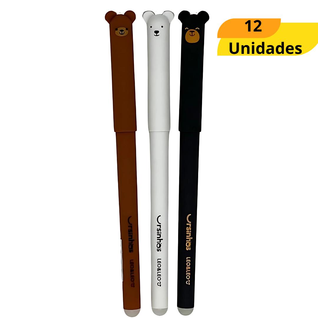 Caneta Apagavel Gel 0,7 Ursinhos Az/Pt/Vm Leo E Leo 97970 - Cx 12 Unidades