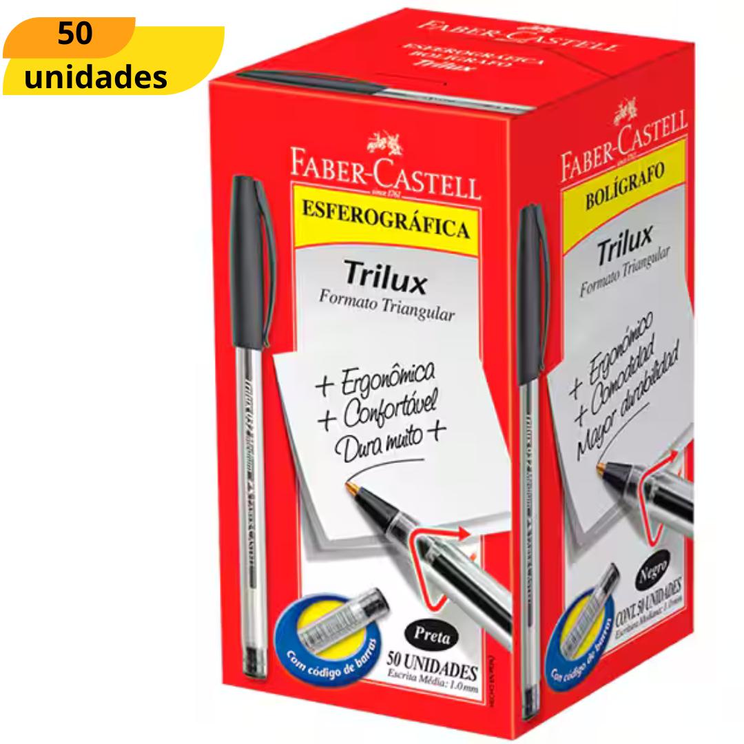 Caneta Esf Trilux Md Pt Faber Castell  - Cx 50 Unidades