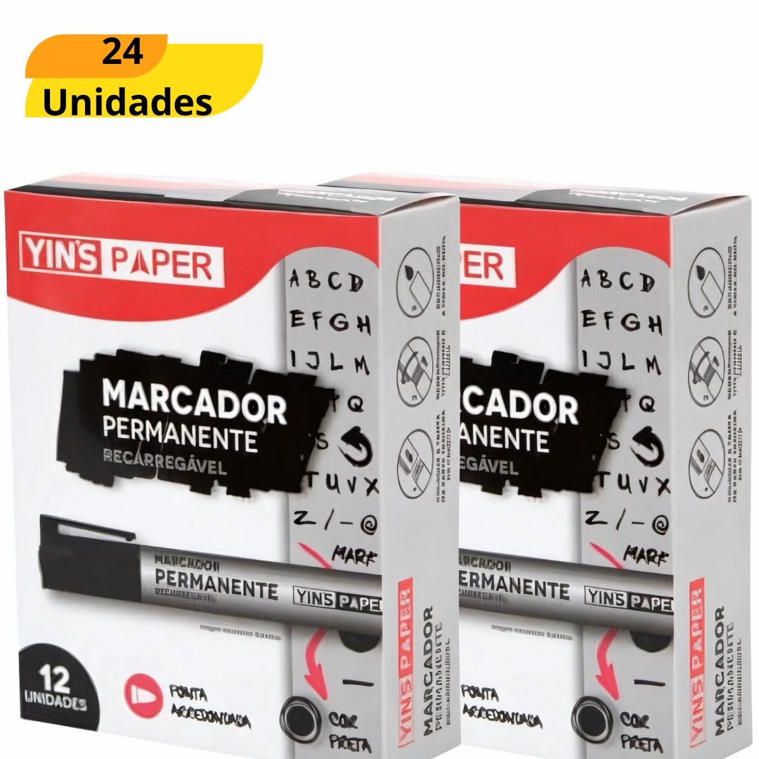 Marcador Permanente Recarr Pt Yins  - Cx 24 Unidades