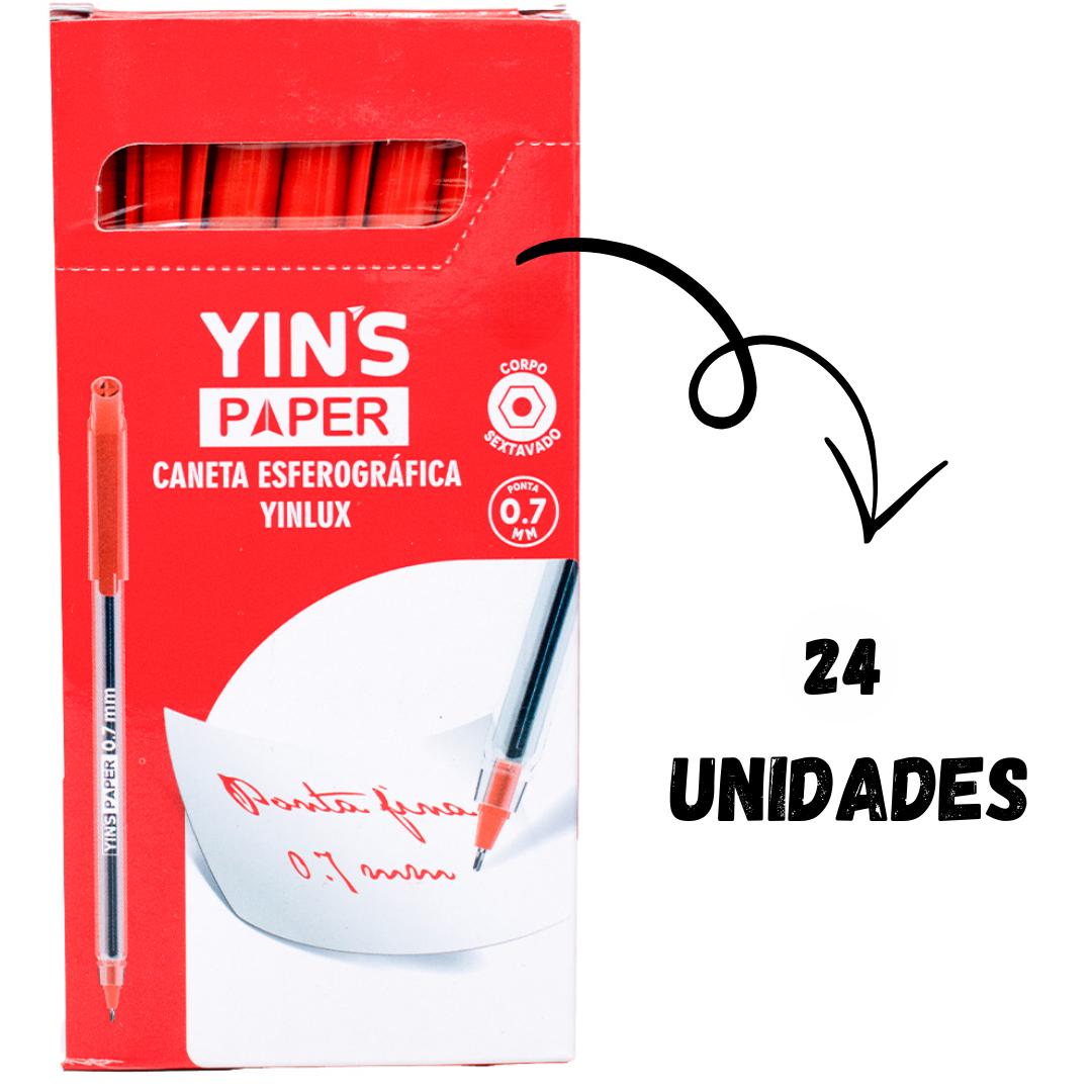 Caneta Esferográfica Yinlux Vermelha 0,7Mm Yins - Cx 24 Unidades