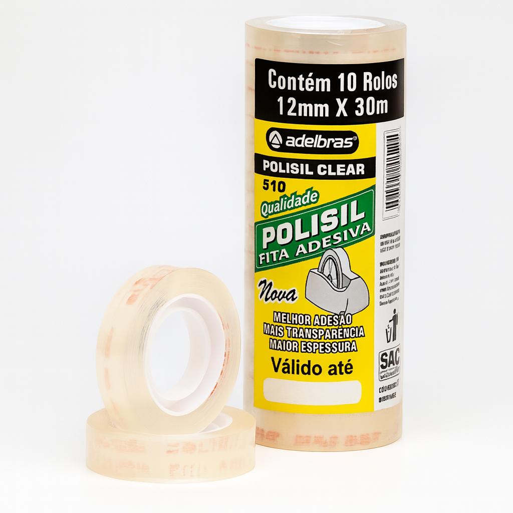Fita Poli Clear 12X30 Uni Adelbras  - Cx 10 Unidades